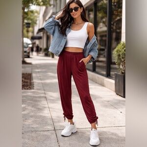 INC International Concepts Women’s Jersey Knit Pants with Ruched Ankle Size XL